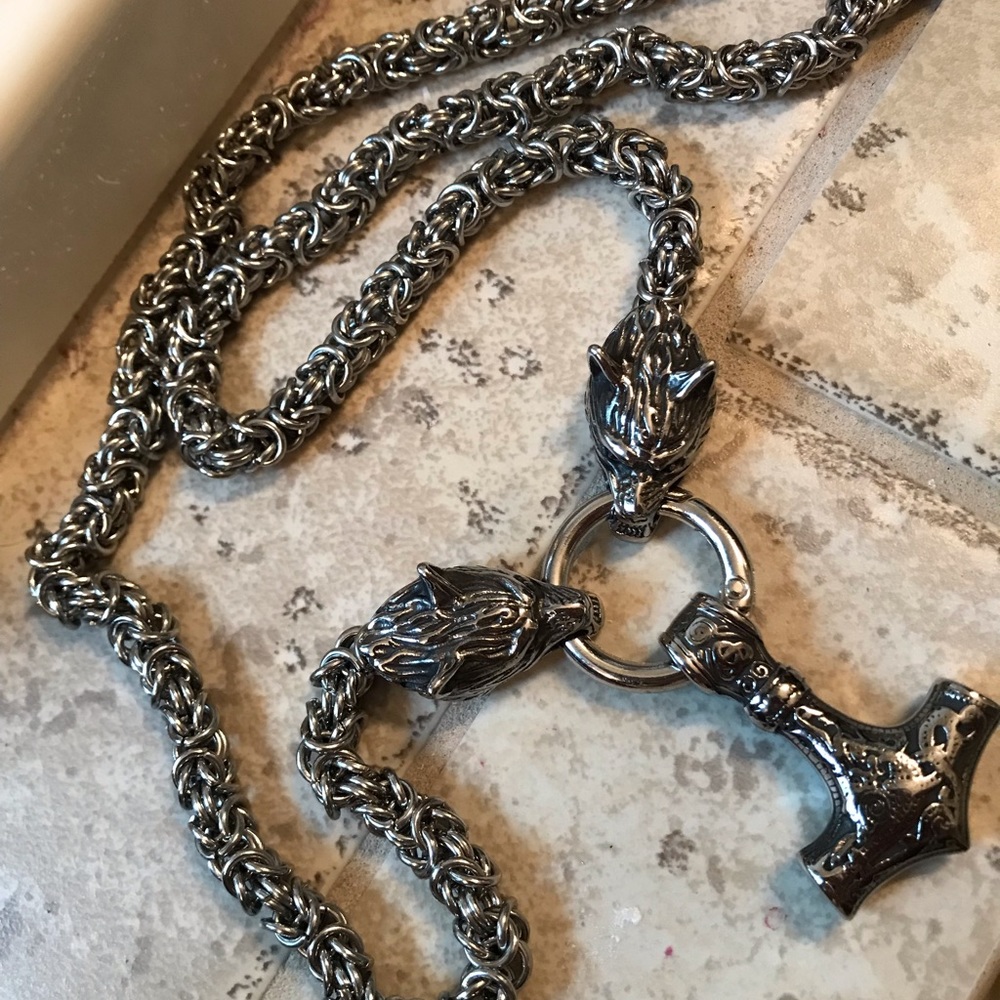 NWOT "Ancient Treasures" stainless steel Viking wolf  King chain - Picture 5 of 7